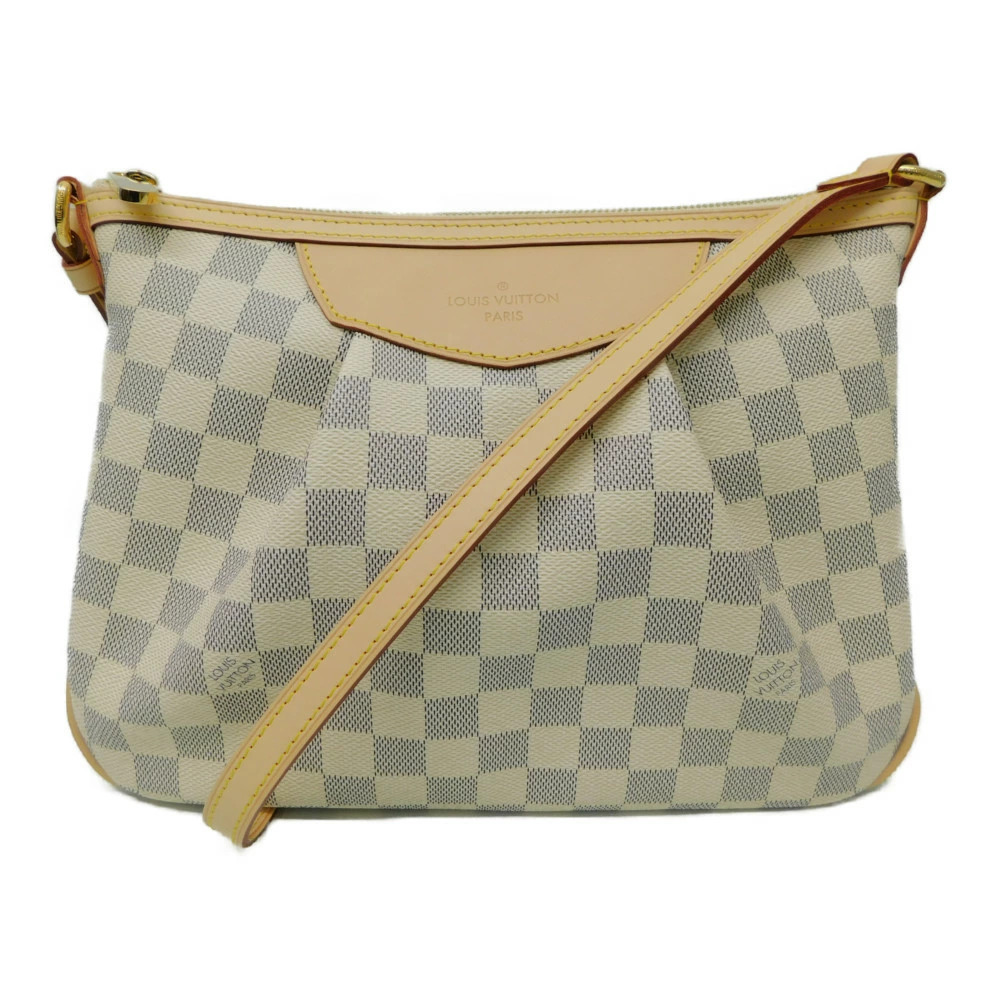 LOUIS VUITTON Siracusa Damier Azur White Shoulder Bag Crossbody Beige